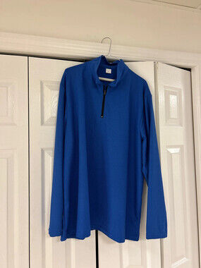 Lightweight men’s half zip sweater sweatshirt, cobalt blue size XXXL